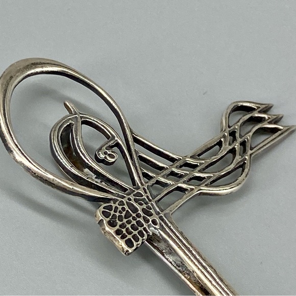 Vintage Turkish Ottoman Tie Clip Sultan Tughra Sterling Silver Suleiman Insignia - Picture 9 of 16